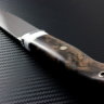 Scout Knife powder steel M390 handle stabilized walnut root/corian 