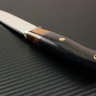 Нож Скаут сталь S390 рукоять стабилизированный бивень мамонта/стабилизированный черный граб/мозаичные пины/больстер мельхиор